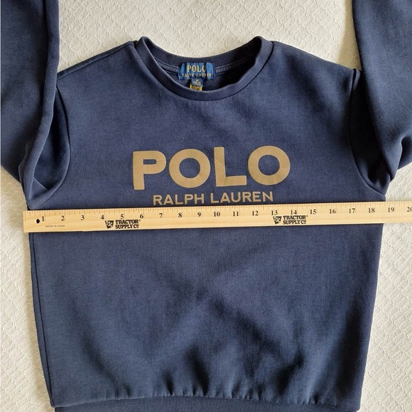 👕 Boys Blue Polo Sweatshirt with Reflective Logo 👕 - Picture 12 of 12